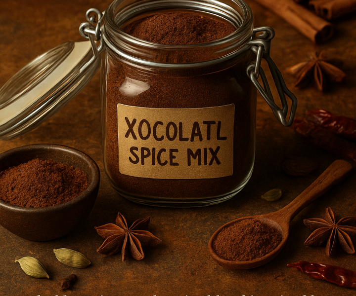 Guy’s Xocolatl Spice Mix As featured in Joanne Harris’s Vianne — a bold, ancient blend with fire, depth, and storytelling in every spoonful.